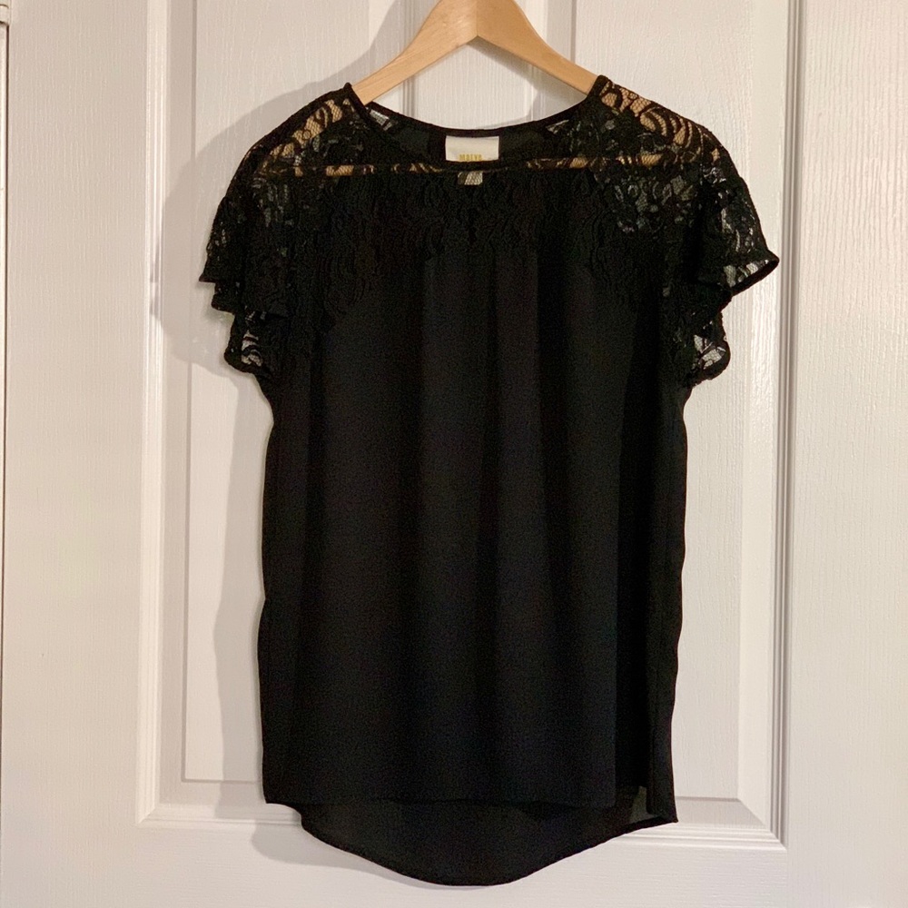 Anthropologie Maeve Black Embroidered Blouse